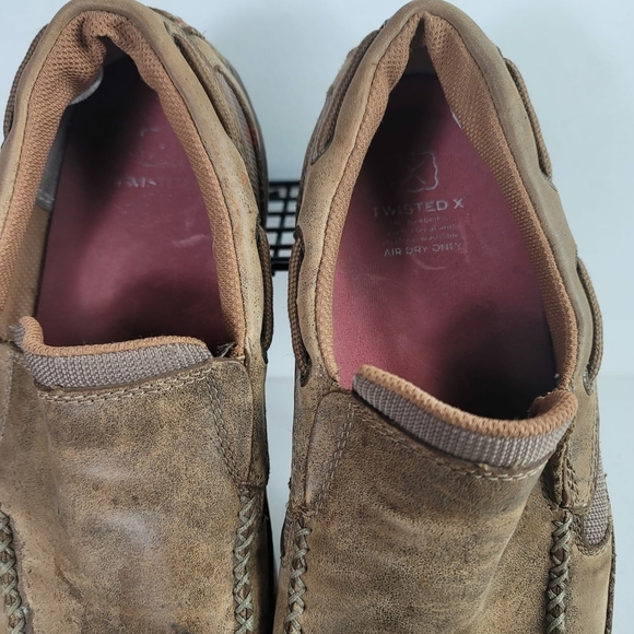 Twisted X Shoes Size 8M Driving Mocs Brown Leather Men's Slip on - Picture 6 of 9